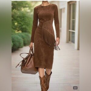 Brown Suede Fringe Dress
